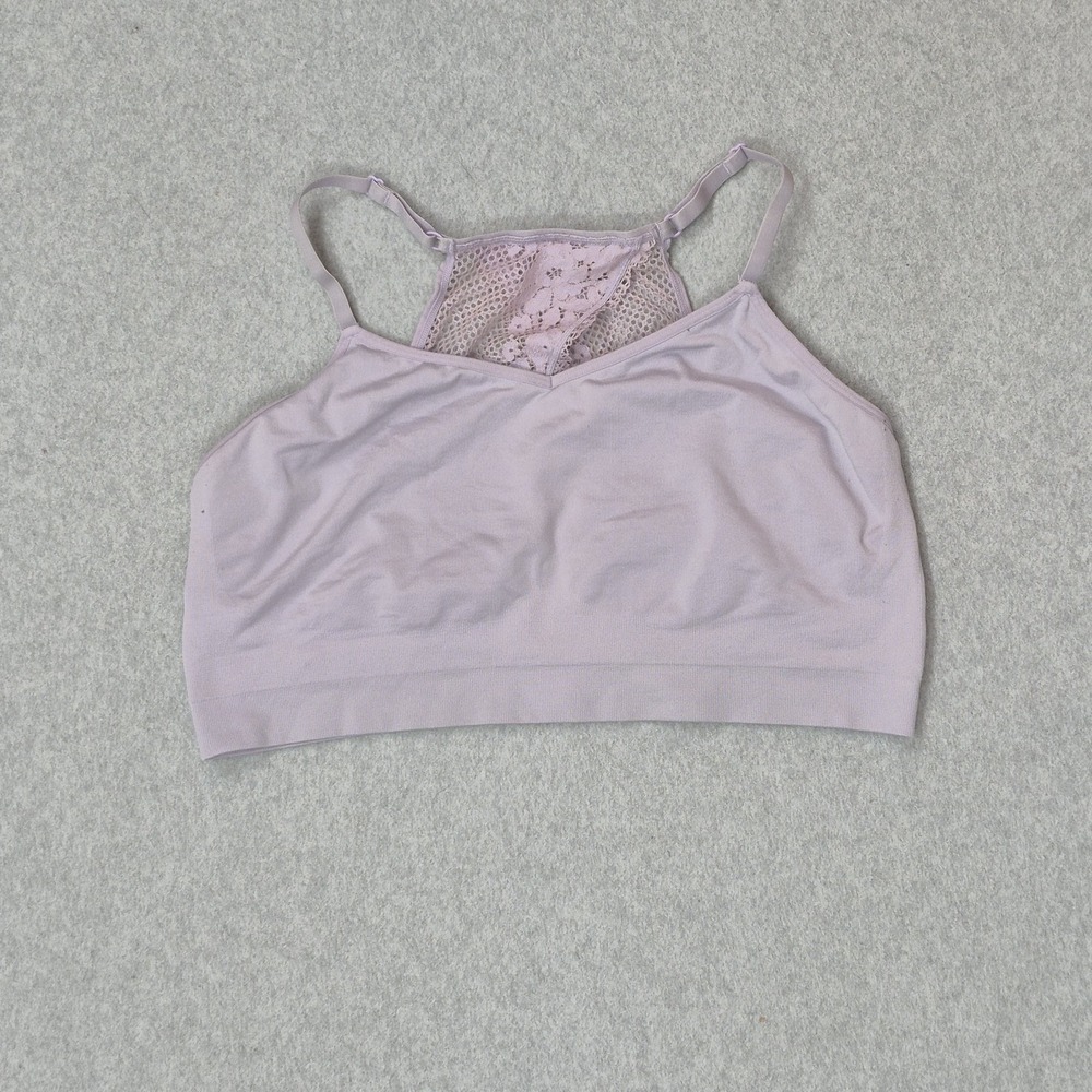 Cacique Women Bra 18/20 Lavender Floral Bralette Wireless Lace Racerback